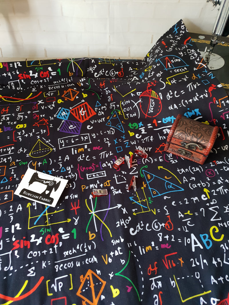 Maths Equations - cotton lycra - 150cm wide