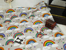 Rainbows on Grey - cotton lycra - 150cm wide