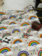 Rainbows on Grey - cotton lycra - 150cm wide