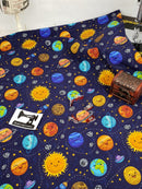 Happy Planets - cotton lycra - 150cm wide