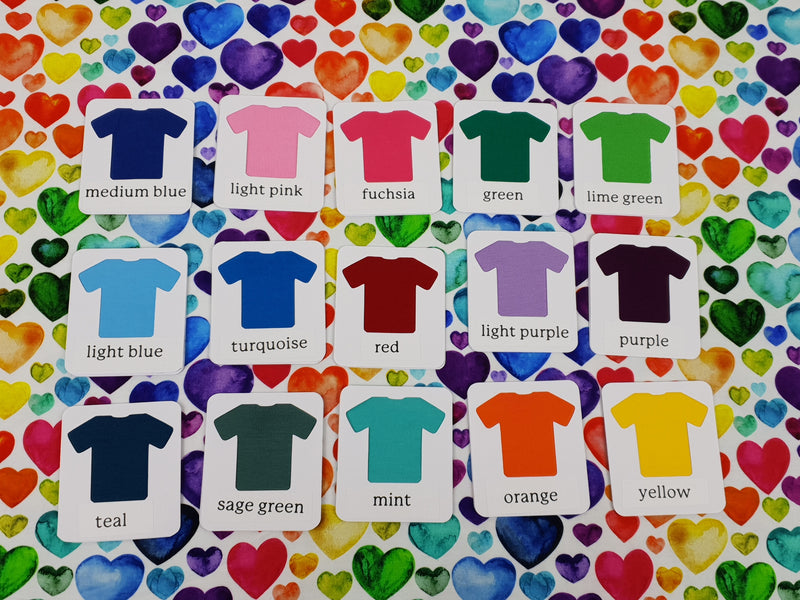 Watercolour Rainbow Hearts WHITE - cotton lycra - 150cm wide