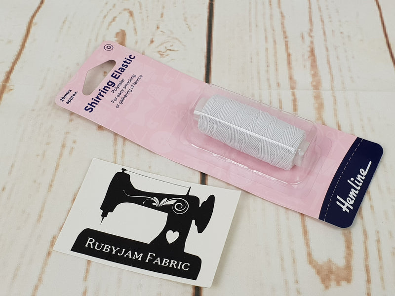 Hemline Shirring Elastic - White - clearance