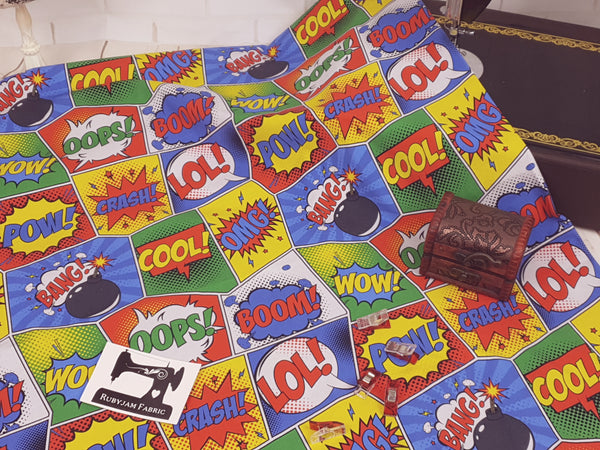 Comic Book - cotton lycra - 150cm wide