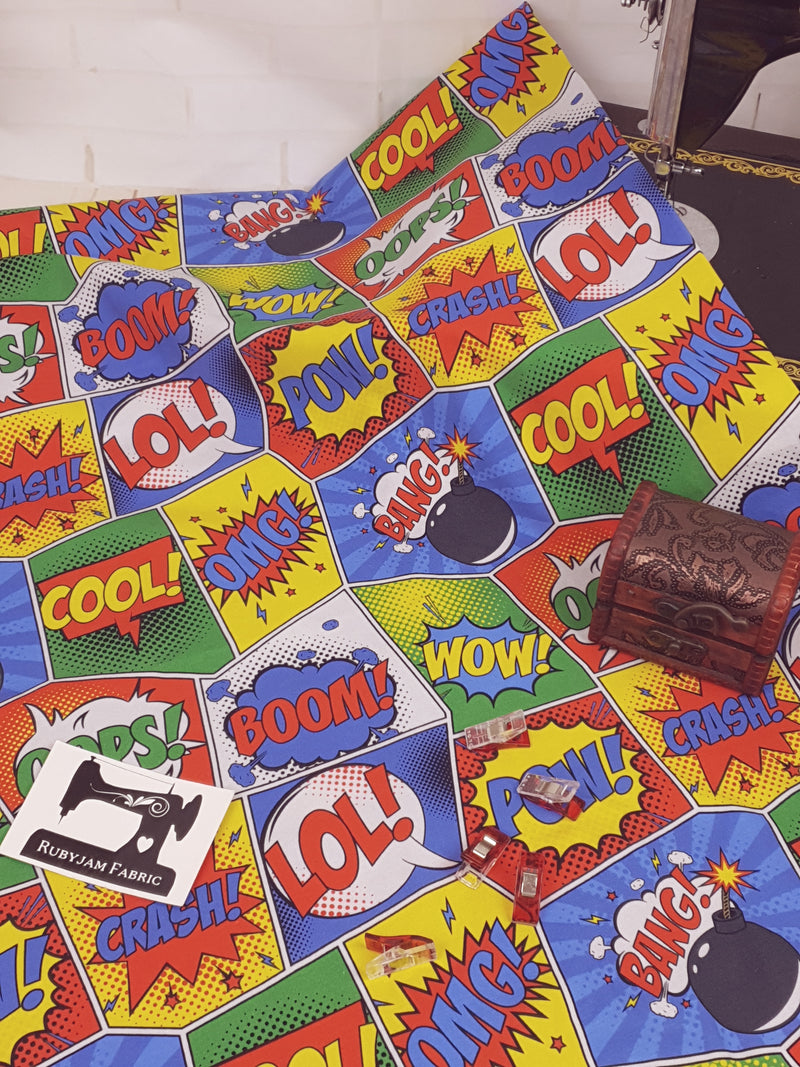 Comic Book - cotton lycra - 150cm wide