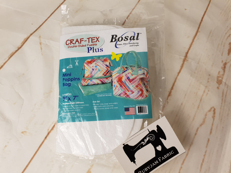 Bosal Craf-Tex Plus Double-Sided Fusible Stabiliser - Mini Poppins Bag - 2 pieces 9" x 7" - clearance