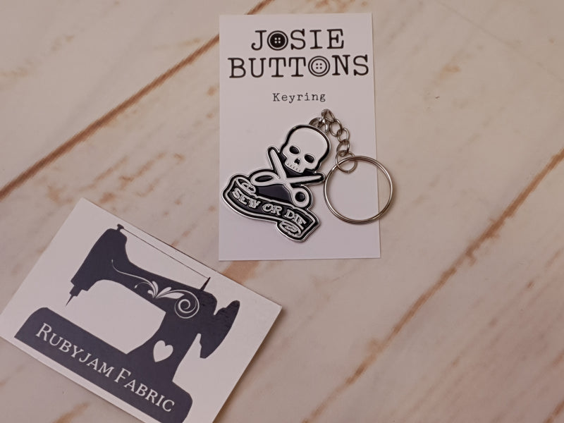 Sew or Die - Enamel Keyring - by Josie Buttons