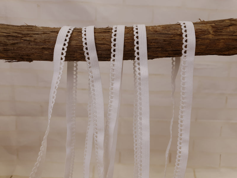 1M WHITE Picot Elastic (Approx 10mm wide)