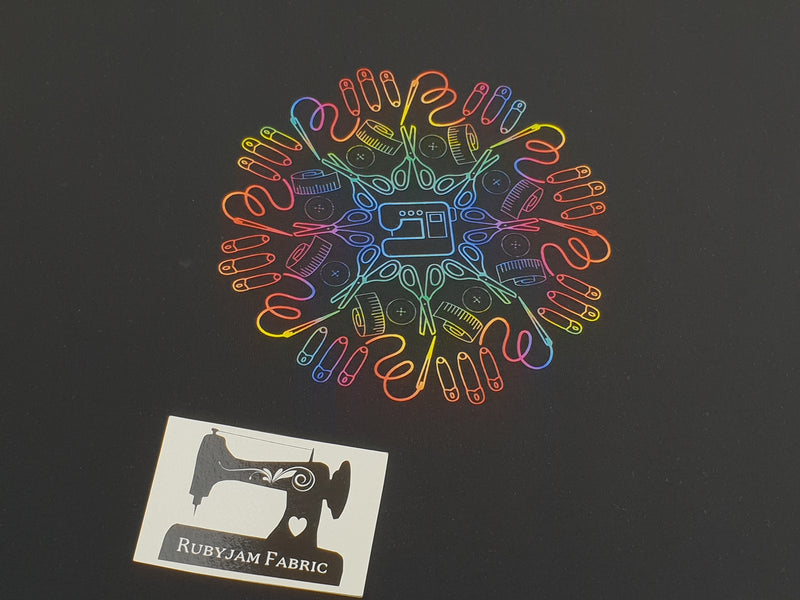 Rainbow Sewing Mandala - BLACK - Panels On Demand