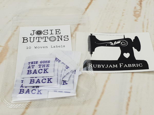 This Goes At The Back - Labels by Josie Buttons