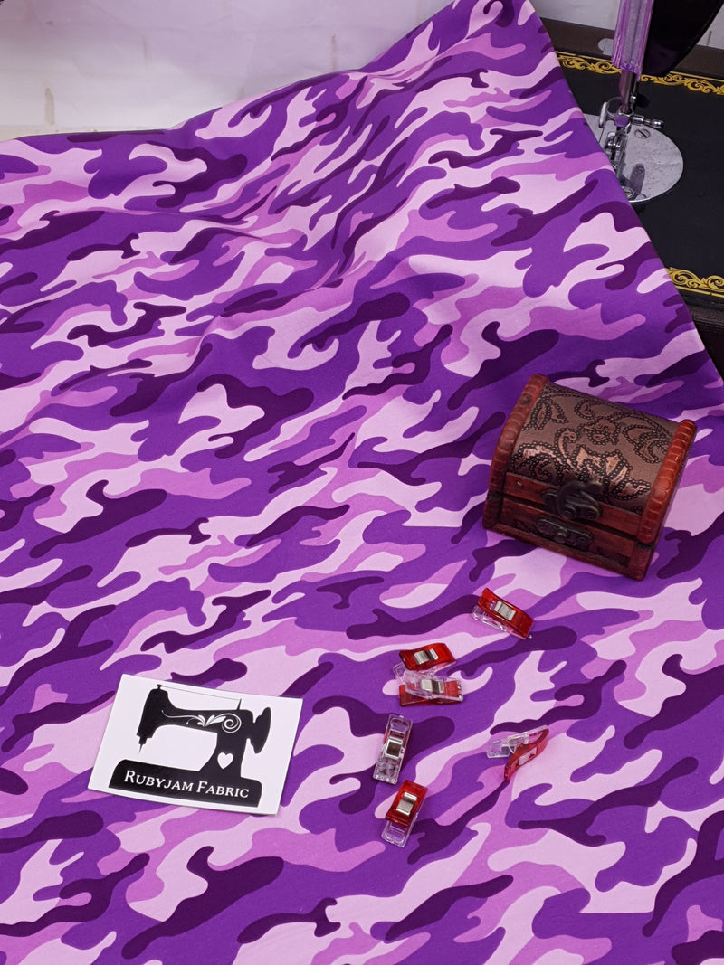 Camouflage Purple/Pink - cotton lycra - 150cm wide