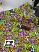 Retro Garden - cotton lycra - 150cm wide