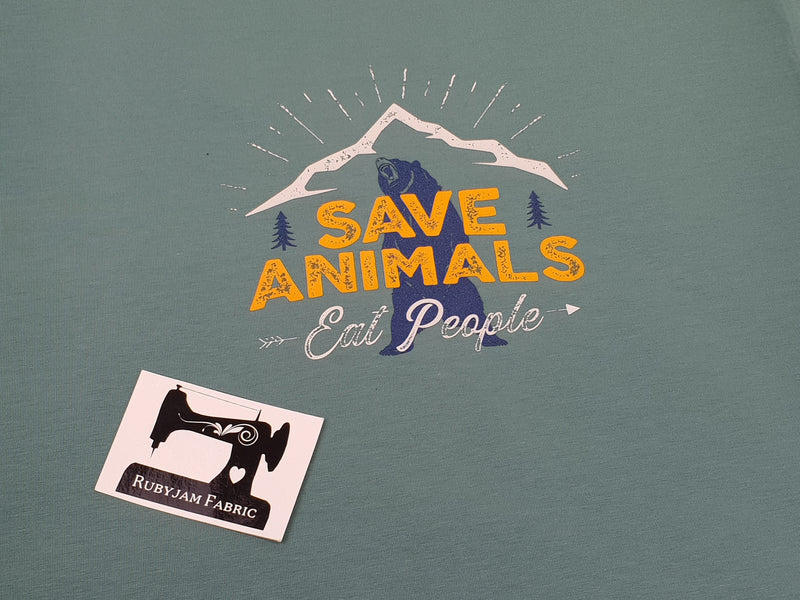 Save Animals, Eat People - SAGE GREEN - Panels On Demand
