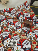 Christmas Characters - cotton lycra - 150cm wide - clearance