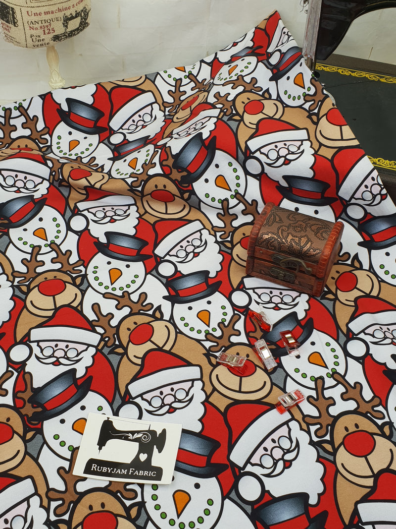 Christmas Characters - cotton lycra - 150cm wide