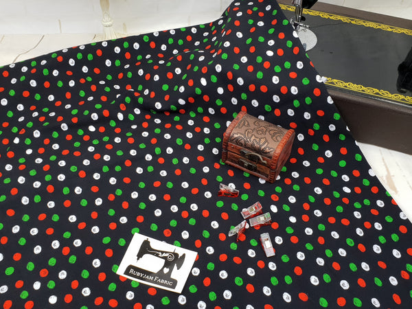 Christmas Polka Dots - cotton lycra - 150cm wide