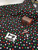 Christmas Polka Dots - cotton lycra - 150cm wide - clearance