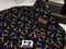 Rainbow Stars on Black - cotton lycra - 150cm wide - clearance