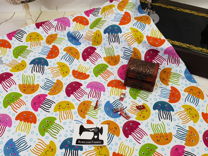 Baby Jellyfish - cotton lycra - 150cm wide