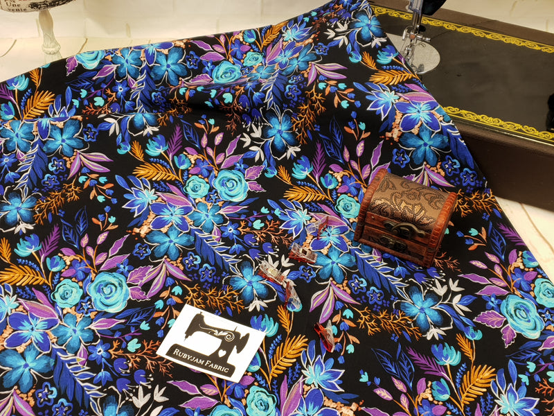 Night Garden - cotton lycra - 150cm wide