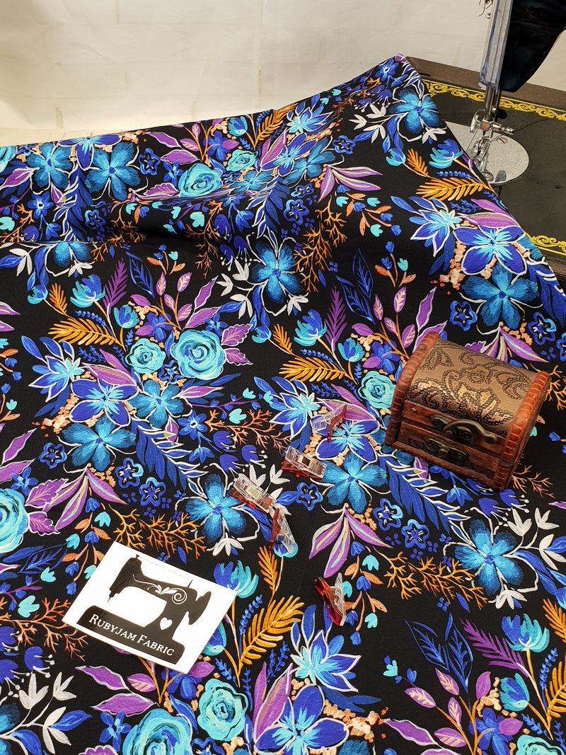 Night Garden - cotton lycra - 150cm wide