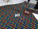 Tiny Rainbow Hearts on Black - cotton lycra - 150cm wide - clearance