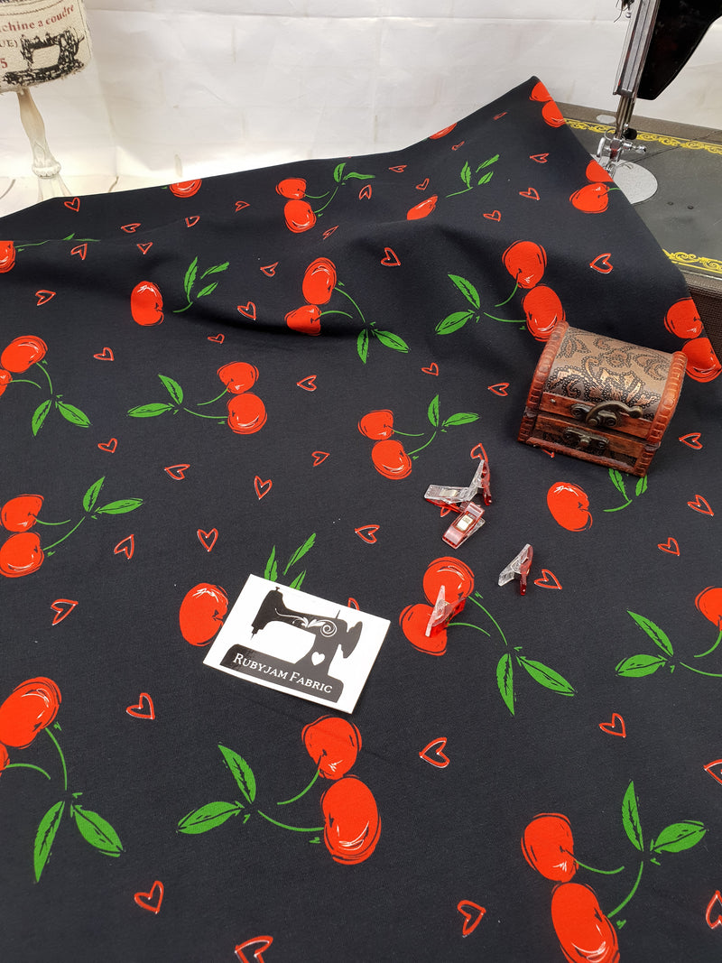 Cherries - cotton lycra - 150cm wide