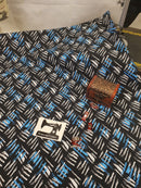 Blue Checkerplate - cotton lycra - 150cm wide