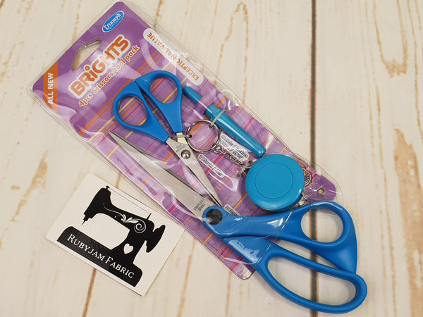 Triumph Brights 4 piece Scissor/Sewing Tool Pack - Blue - clearance