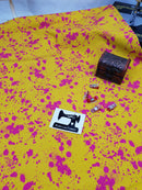 Yellow Pink Paint Splatter - cotton lycra - 150cm wide - clearance