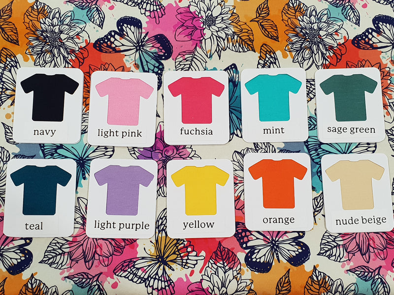 Painted Butterflies - cotton lycra - 150cm wide - clearance