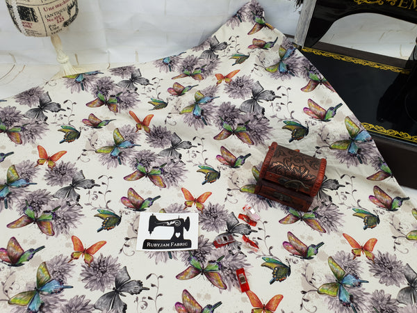 Butterfly Garden - cotton lycra - 150cm wide