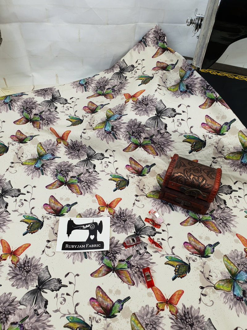 Butterfly Garden - cotton lycra - 150cm wide