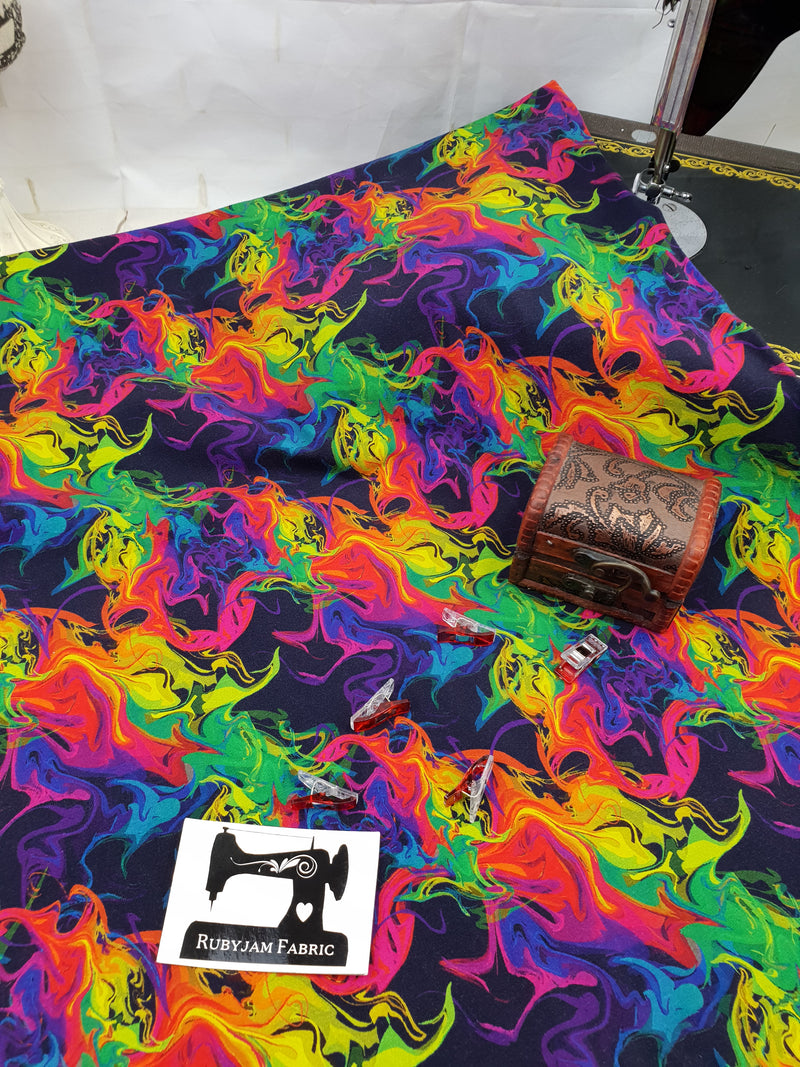 Marbled Ink - cotton lycra - 150cm wide