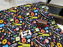 Sewing Notions on Black - cotton lycra - 150cm wide