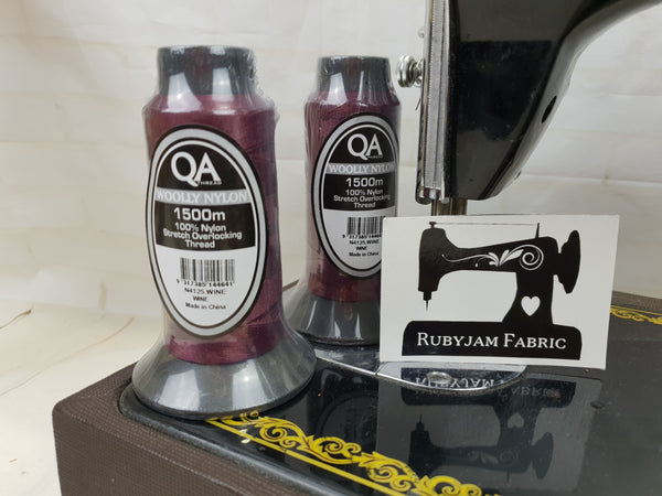 QA Woolly Nylon Stretch Overlocker Thread, WINE, 1500M - clearance