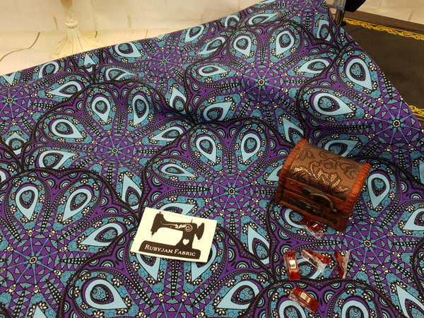 Peacock Paisley - cotton lycra - 150cm wide - clearance