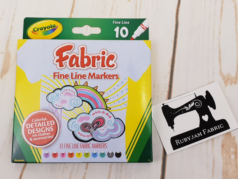 Crayola Fabric Markers - Pack of 10 - Assorted Colours - clearance –  Rubyjam Fabric