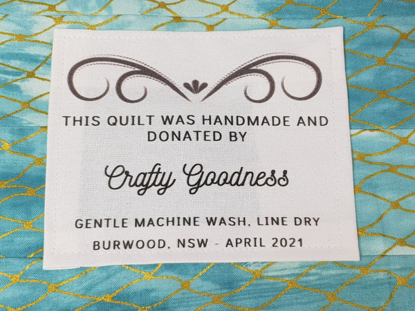 Custom Made QUILT LABEL, organic quilting cotton, Style 13 - Art Deco