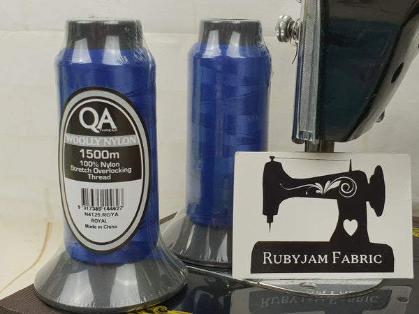 QA Woolly Nylon Stretch Overlocker Thread, ROYAL BLUE, 1500M