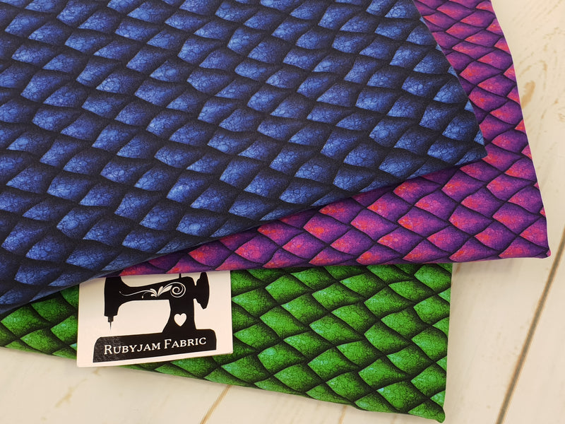 Purple Dragon Scales - cotton lycra - 150cm wide