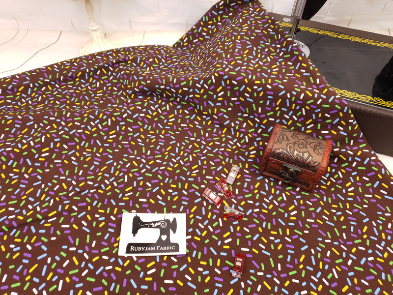 Chocolate Sprinkles - cotton lycra - 150cm wide