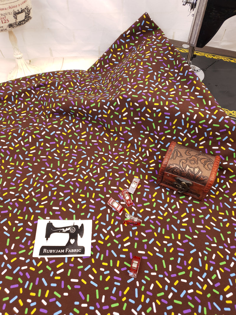 Chocolate Sprinkles - cotton lycra - 150cm wide