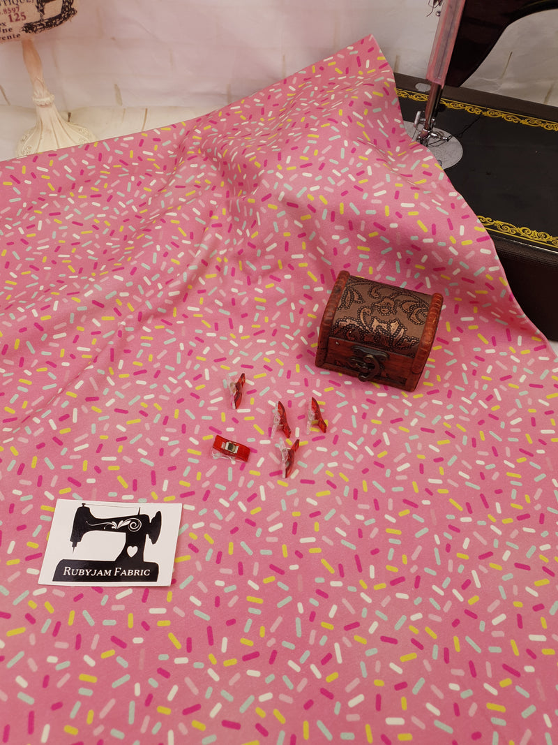 Pink Sprinkles - cotton lycra - 150cm wide