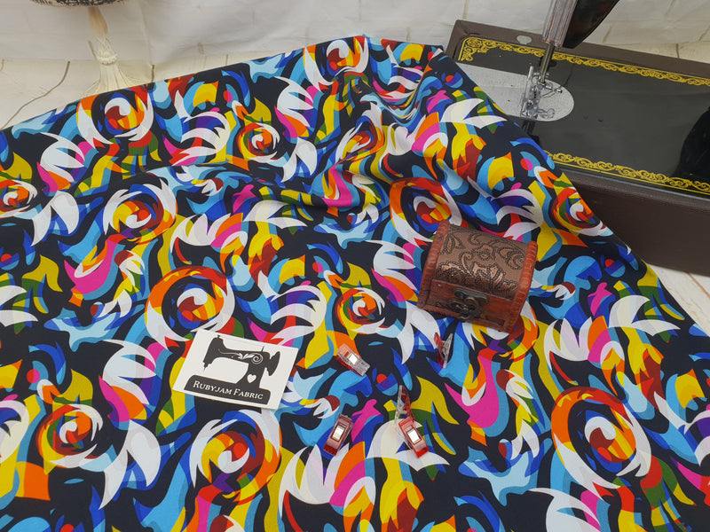 Abstract Curves - cotton lycra - 150cm wide