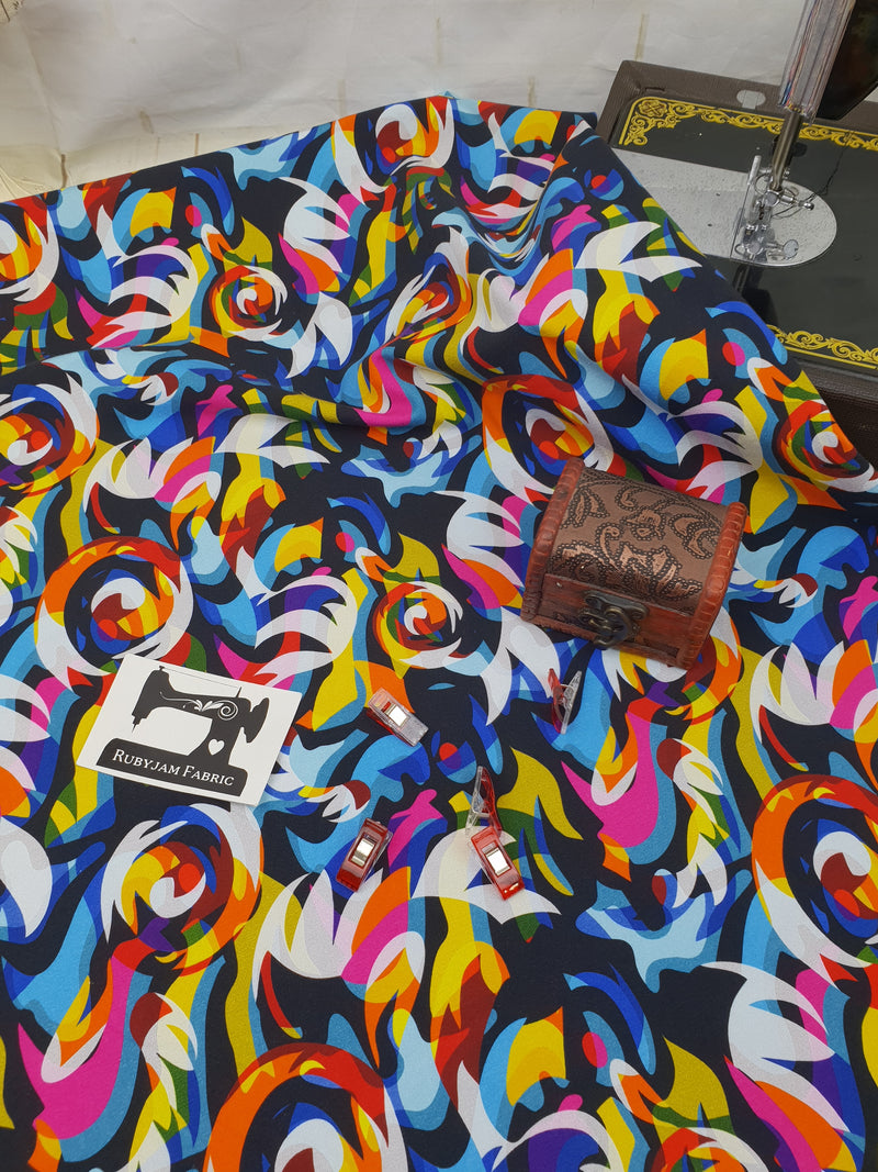 Abstract Curves - cotton lycra - 150cm wide