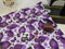 Purple Butterflies on White - cotton lycra - 150cm wide - clearance