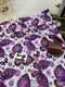 Purple Butterflies on White - cotton lycra - 150cm wide - clearance