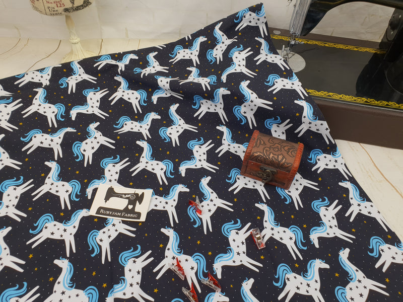 Night Ponies - cotton lycra - 150cm wide - clearance