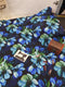 Blue Green Floral - cotton lycra - 150cm wide - clearance