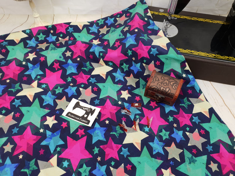 Grunge Stars - cotton lycra - 150cm wide - clearance